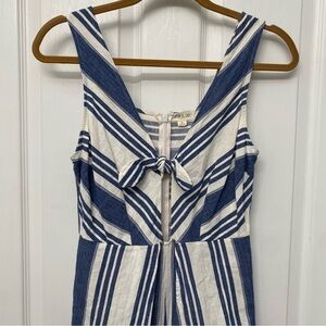 Taylor & Sage Linen Blend Tulip Leg Jumper Romper Blue White Stripes Small